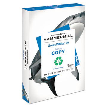 Hammermill® Great White 30 Recycled Print Paper, 92 Bright, 20lb, 11 X 17, White, 500-ream freeshipping - TVN Wholesale